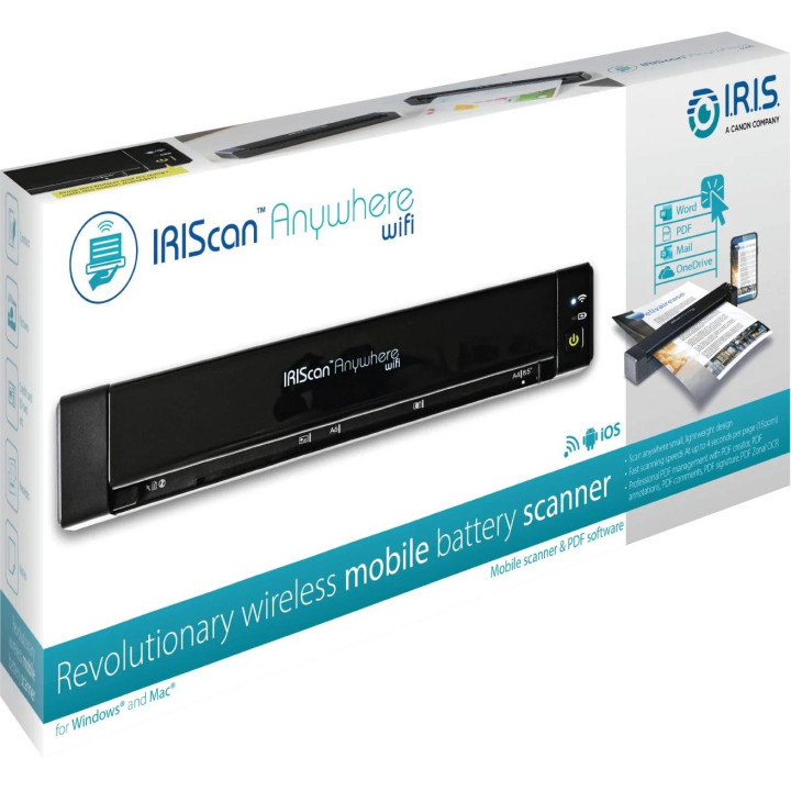 Преносим скенер IRIS IRIScan Anywhere 6 Wifi, A4, USB-C, Черен - IRIS-SCAN-ANYWHERE6WIFI