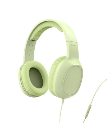 Слушалки с микрофон HAMA Fun C, USB-C, водач за кабел от едната страна, зелени - 221816