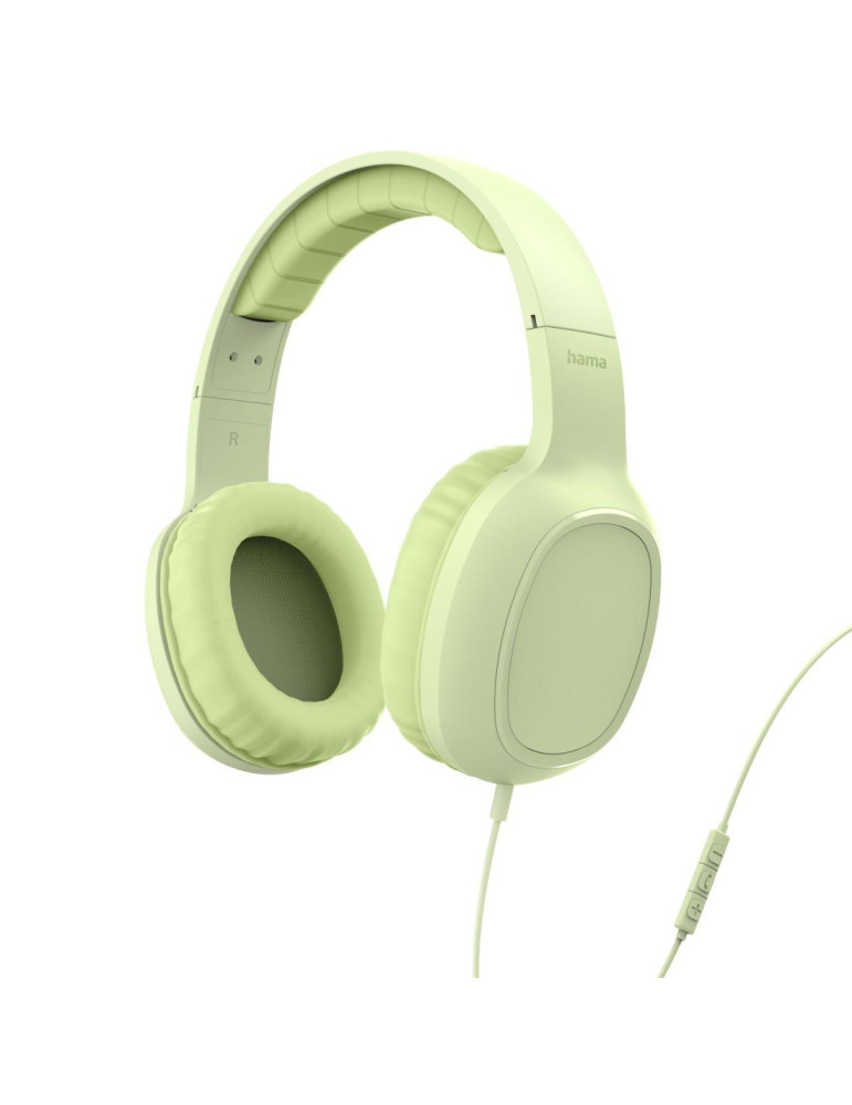 Слушалки с микрофон HAMA Fun C, USB-C, водач за кабел от едната страна, зелени - 221816