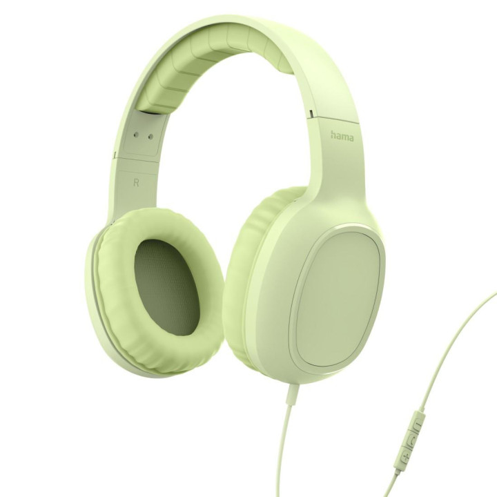 Слушалки с микрофон HAMA Fun C, USB-C, водач за кабел от едната страна, зелени - 221816