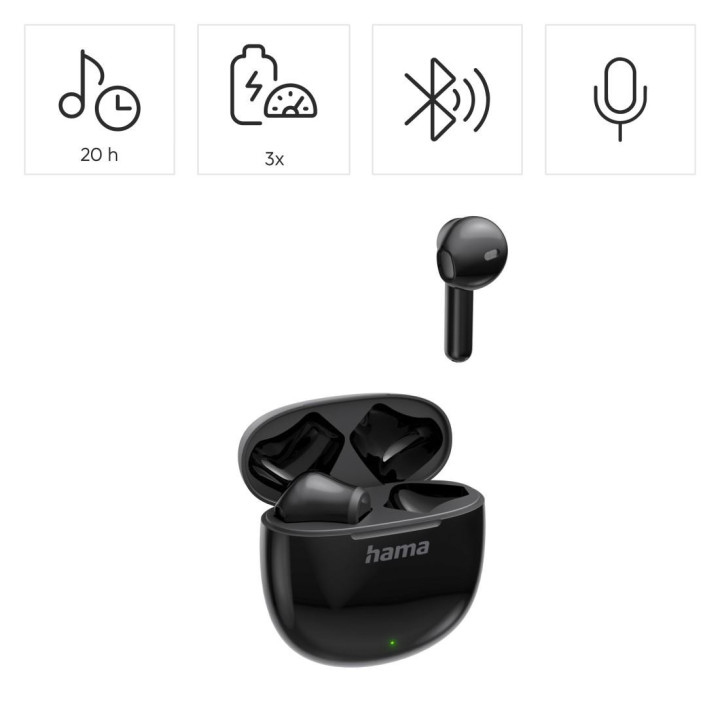 Bluetooth слушалки HAMA Action One, TWS, Earbuds, черно - 221773