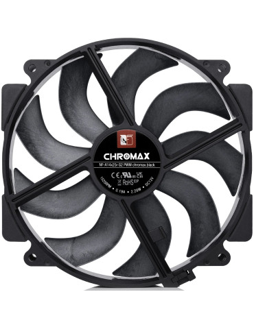 Вентилатор Noctua NF-A14x25r G2 PWM chromax.black, 140mm - NF-A14x25r-G2-PWM-CH.BK.S