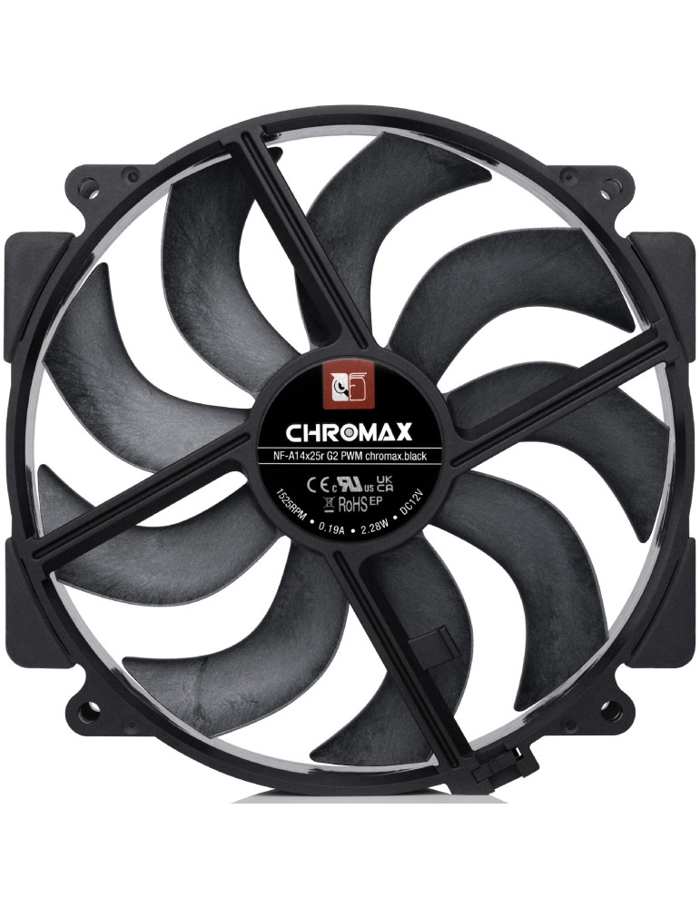 Вентилатор Noctua NF-A14x25r G2 PWM chromax.black, 140mm - NF-A14x25r-G2-PWM-CH.BK.S