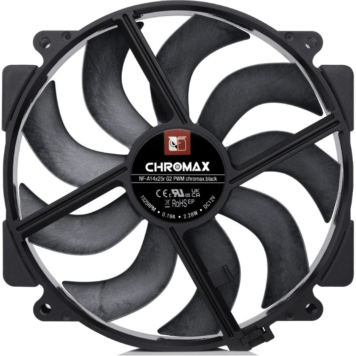 Вентилатор Noctua NF-A14x25r G2 PWM chromax.black, 140mm - NF-A14x25r-G2-PWM-CH.BK.S
