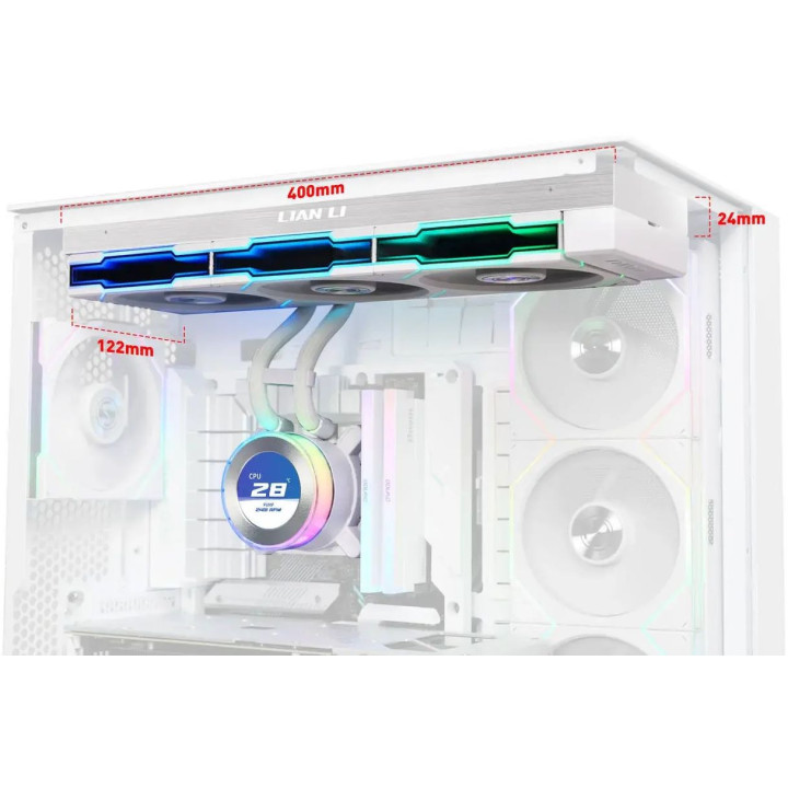 Водно охлаждане за процесор Lian Li HydroShift II LCD-C 360TL ARGB - Бял - G89.GHS2LCD36TW.00