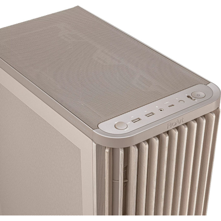 Кутия за компютър Asus ProArt PA401 Wood Edition Beige - Mesh Panel - 90DC00M7-B39000
