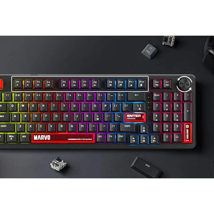 Геймърска механична клавиатура Marvo Arma 98 KG937, 1K, TNT Peach Switches [Linear], (English US) - MARVO-KG937