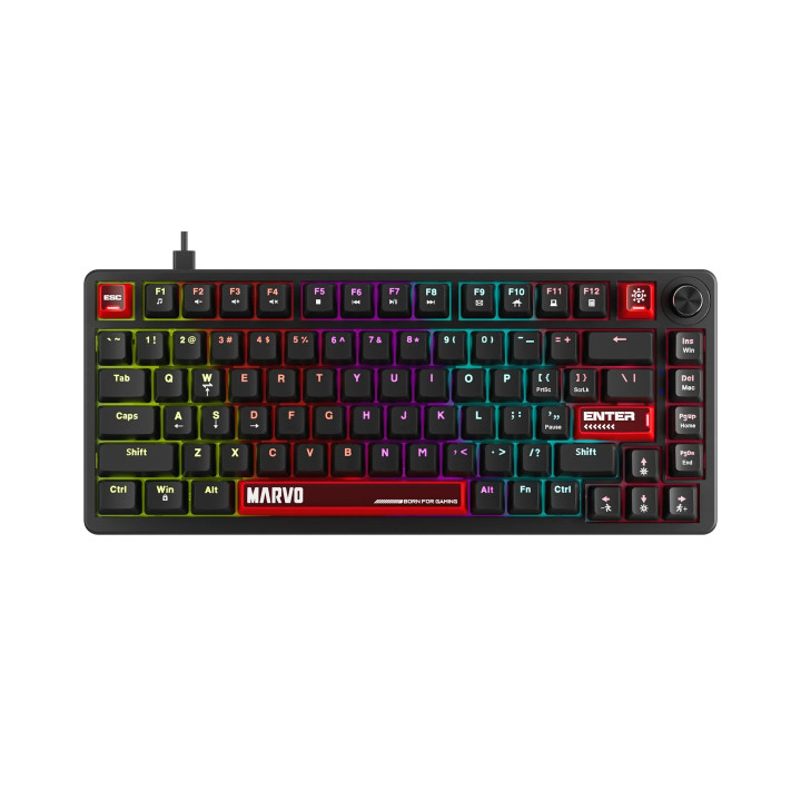 Геймърска механична клавиатура Marvo Arma 82 KG936, 1K, TNT Peach Switches [Linear], (English US) - MARVO-KG936