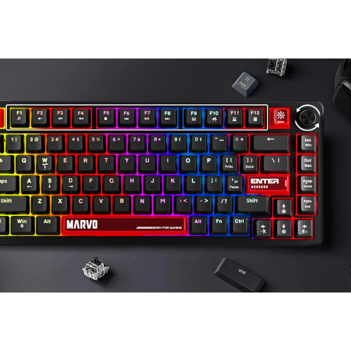 Геймърска механична клавиатура Marvo Arma 82 KG936, 1K, TNT Peach Switches [Linear], (English US) - MARVO-KG936