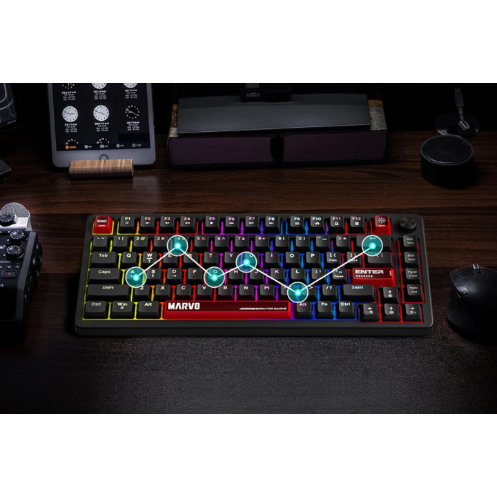 Геймърска механична клавиатура Marvo Arma 82 KG936, 1K, TNT Peach Switches [Linear], (English US) - MARVO-KG936