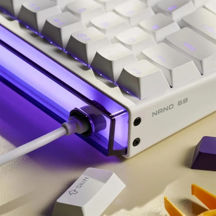 Професионална геймърска механична клавиатура Madlions NANO 68 WH - 8K, Magnetic Amber Pro Switches, (English US) - NANO-68-WH-MAP