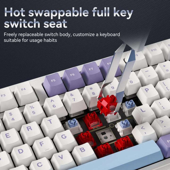 Безжична геймърска механична клавиатура Ajazz AK980 V2 - Gift Switch [Linear] (English US), Black, Gray - AJ-AK980-V2-GS-BK