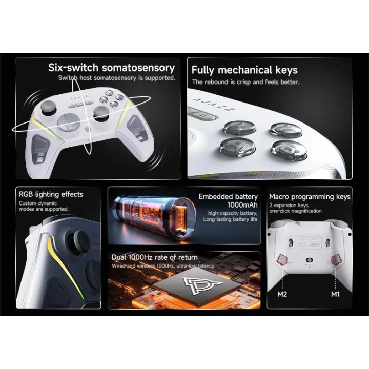 Геймпад Ajazz Gamepad Set GP100 - Wireless, Bluetooth, 1000Hz - White - AJ-GP100-WH