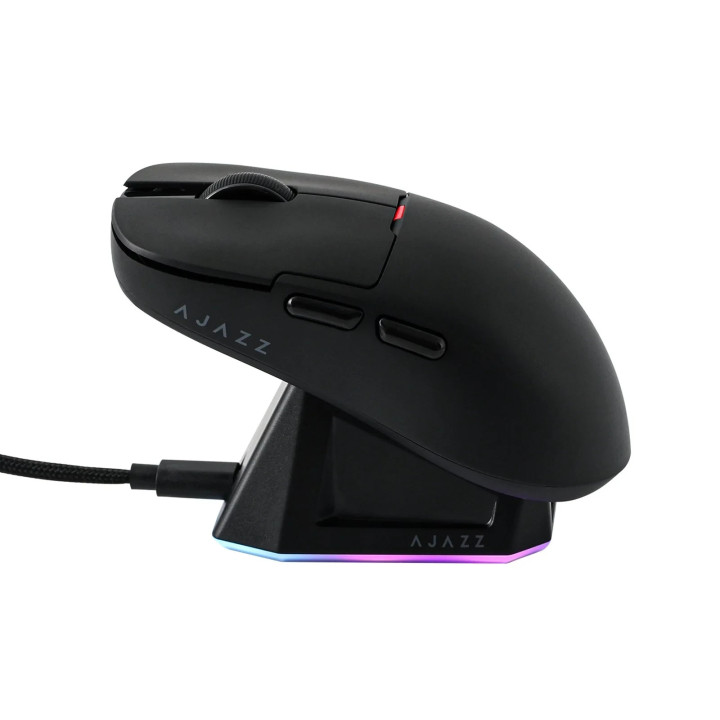 Професионална безжична геймърска мишка Ajazz AJ159P MC, 1K, Magnetic Charging Dock, Black - AJ159P-BK