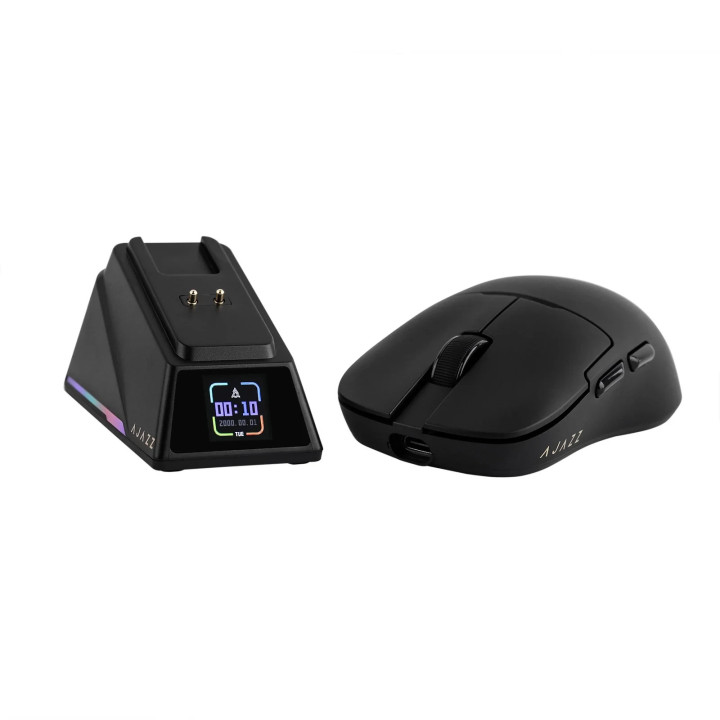 Професионална безжична геймърска мишка Ajazz AJ159 APEX, 8K, Magnetic Charging Dock, Black - AJ159-APEX-BK