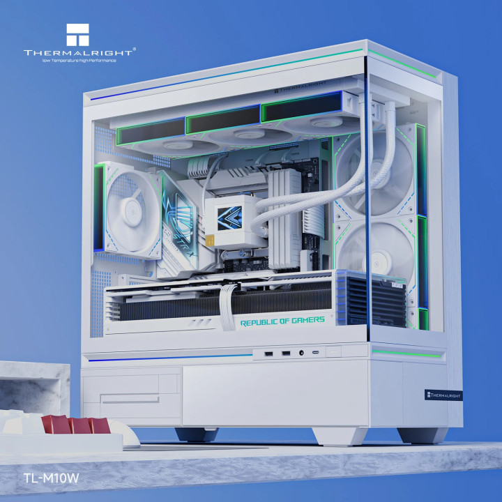 Кутия за компютър Thermalright TL-M10 White, 4бр ARGB 120mm вентилатори, USB-C, mATX - TL-M10-WH-FAN4-M