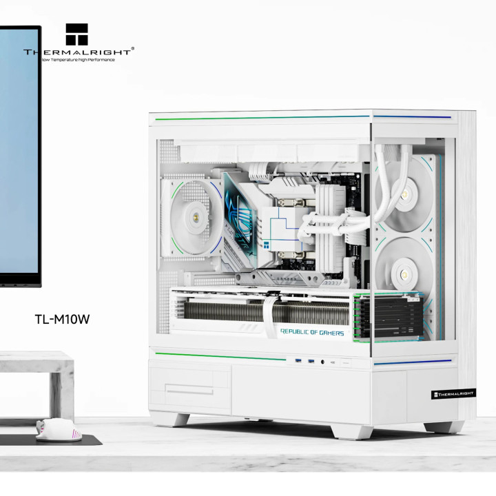 Кутия за компютър Thermalright TL-M10 White, 4бр ARGB 120mm вентилатори, USB-C, mATX - TL-M10-WH-FAN4-M