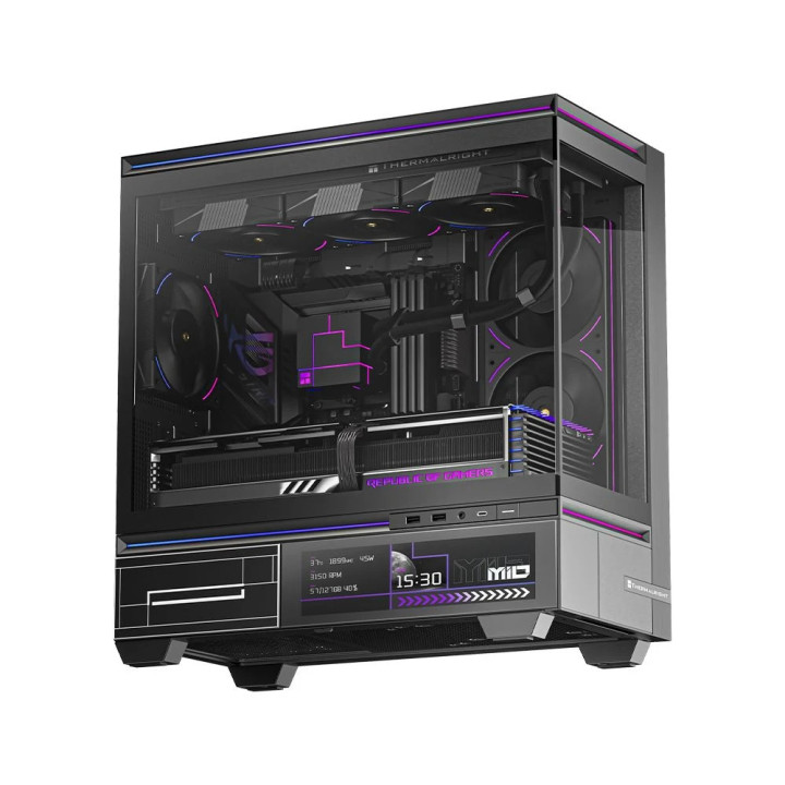 Кутия за компютър Thermalright TL-M10 Vision Black, 4бр ARGB 120mm вентилатори, 9.16 inch LCD Display, USB-C, mATX - TL-M10-VISION-BK-FAN4-M