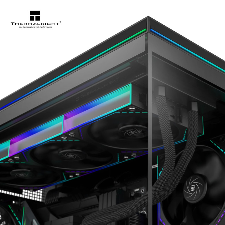 Кутия за компютър Thermalright TL-M10 Vision Black, 4бр ARGB 120mm вентилатори, 9.16 inch LCD Display, USB-C, mATX - TL-M10-VISION-BK-FAN4-M