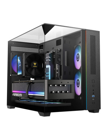 Кутия за компютър Gamdias ATLAS M3M, A-RGB, USB-C, mATX - GAMDIAS-ATLAS-M3M-BK