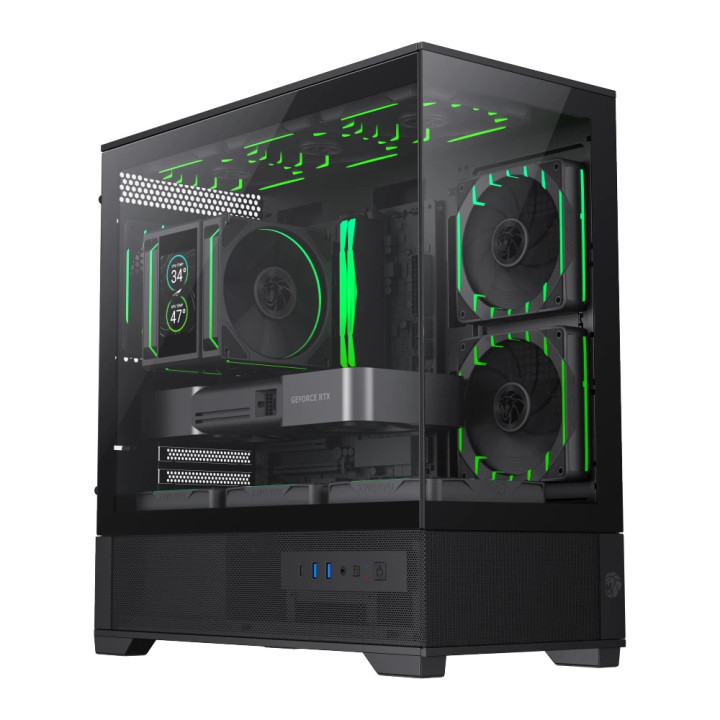 Кутия за компютър Gamemax Vista 2 MB, 3бр ARGB 120mm вентилатори, EATX - GM-VISTA-2-MB