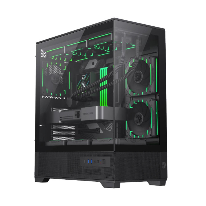 Кутия за компютър Gamemax Vista 2 AB, 3бр ARGB 120mm вентилатори, EATX - GM-VISTA-2-AB