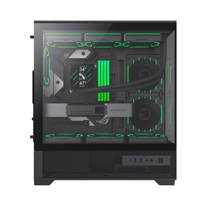 Кутия за компютър Gamemax Vista 2 AB, 3бр ARGB 120mm вентилатори, EATX - GM-VISTA-2-AB