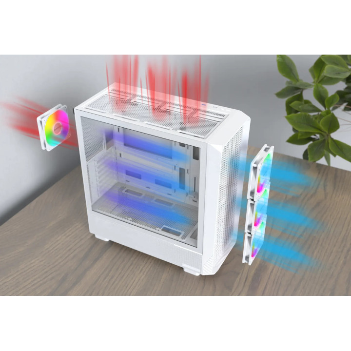 Кутия за компютър Montech X5 (W),  4бр A-RGB вентилатори, USB-C, ATX - MONTECH-X5-W