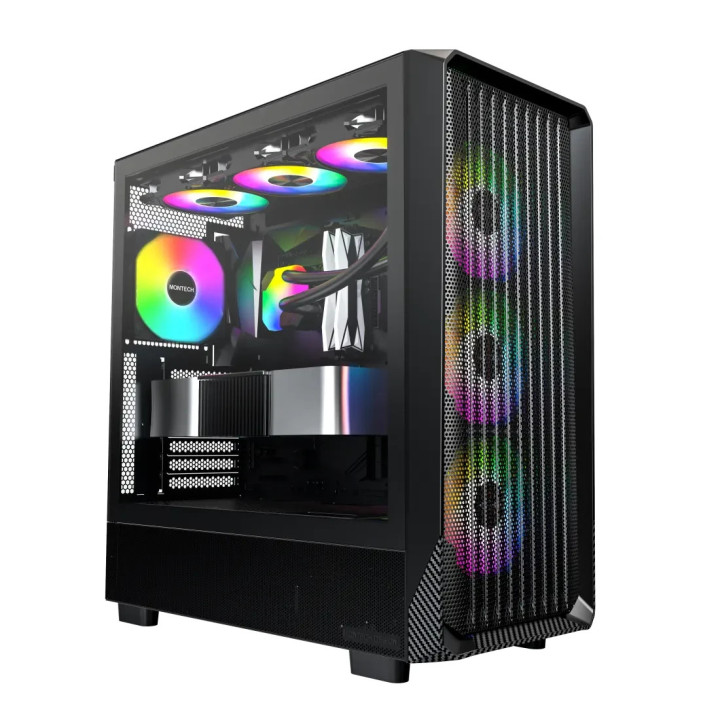 Кутия за компютър Montech X5 (B), 4бр A-RGB вентилатори, USB-C, ATX - MONTECH-X5-B