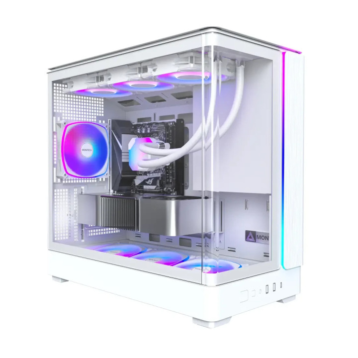 Кутия за компютър Montech KING 15 PRO (W), 4бр ARGB 120mm вентилатори, USB-C, mATX - MONTECH-KING-15-PRO-W