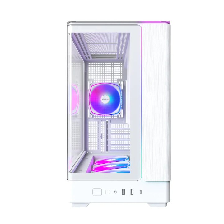 Кутия за компютър Montech KING 15 PRO (W), 4бр ARGB 120mm вентилатори, USB-C, mATX - MONTECH-KING-15-PRO-W