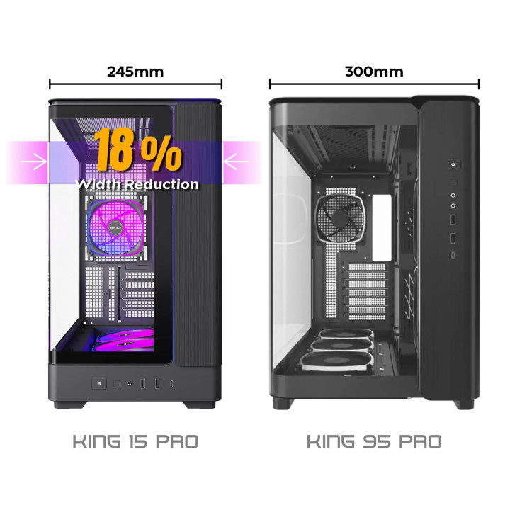 Кутия за компютър Montech KING 15 PRO (B), 4бр ARGB 120mm вентилатори, USB-C, mATX - MONTECH-KING-15-PRO-B