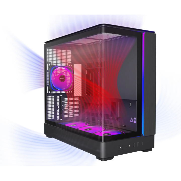 Кутия за компютър Montech KING 15 PRO (B), 4бр ARGB 120mm вентилатори, USB-C, mATX - MONTECH-KING-15-PRO-B