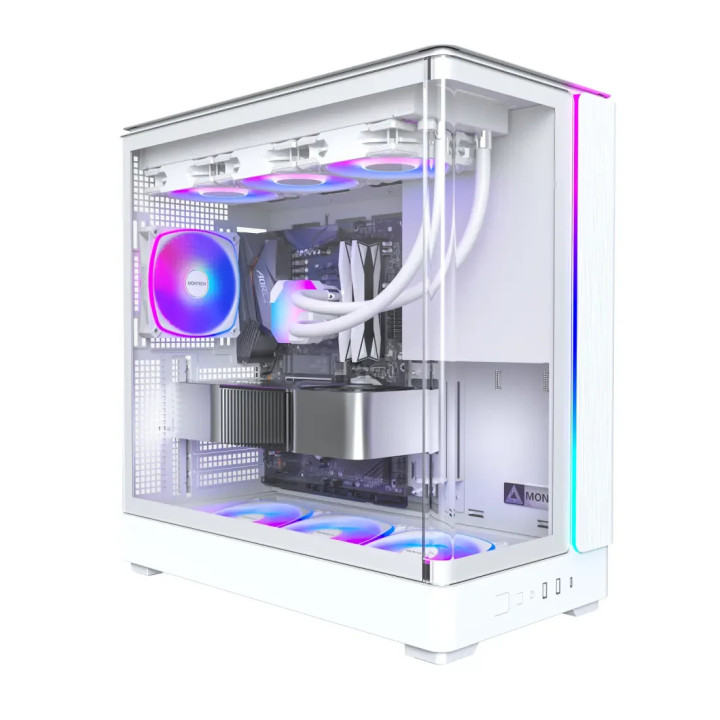 Кутия за компютър Montech KING 45 PRO (W), 4бр ARGB 120mm вентилатори, USB-C, ATX - MONTECH-KING-45-PRO-W