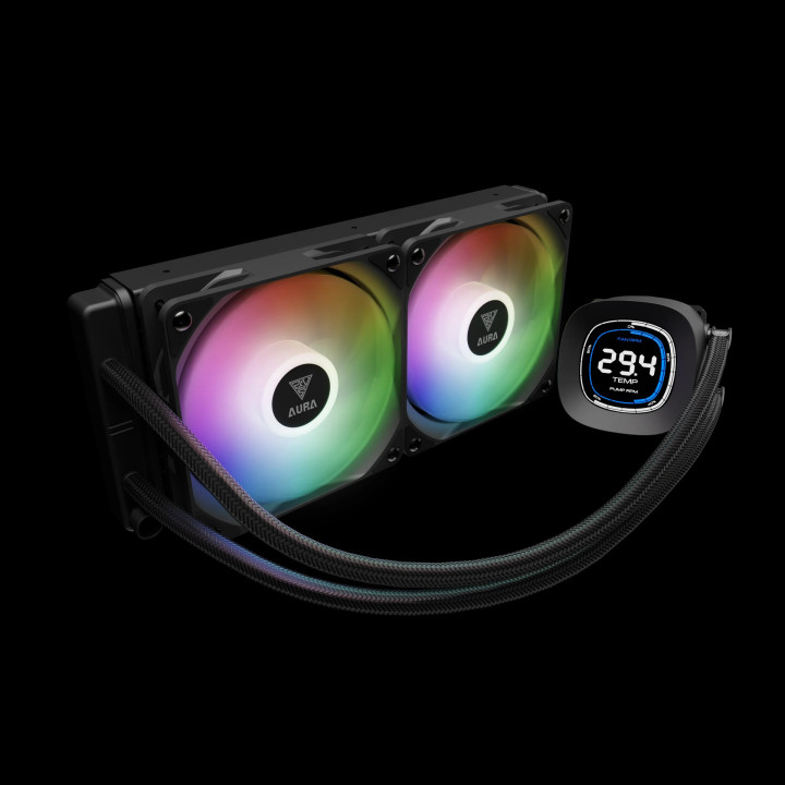 Водно охлаждане за процесор Gamdias 240mm - AURA GL240 DIGITAL - Digital Display, aRGB - GAMDIAS-AURA-GL240-DIGITAL-BK