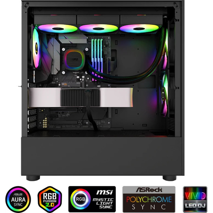 Водно охлаждане за процесор Gamdias 360mm - AURA GL360 v2 - aRGB - GAMDIAS-AURA-GL360-V2-BK