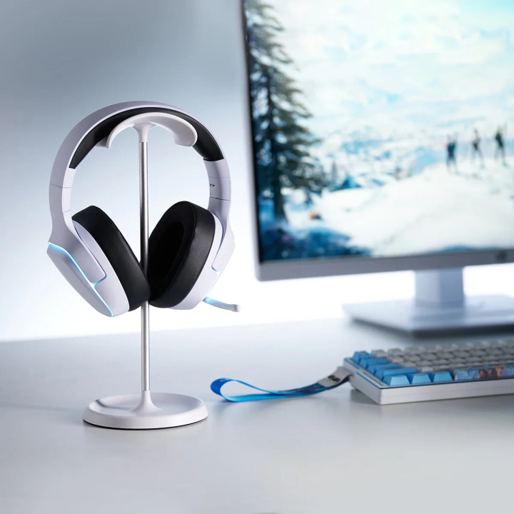 Bluetooth геймърски слушалки ATK M1 Mercury White - Bluetooth 5.3, 2.4G, ENC, Virtual 7.1 Surround - M1-MERCURY-WH