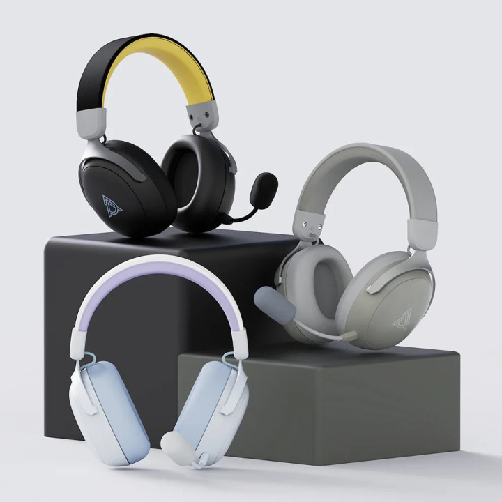 Bluetooth геймърски слушалки Ajazz AHM08 MAX Black, Gray, Yellow - Bluetooth, 2.4G - AJ-AHM08MAX-BGY