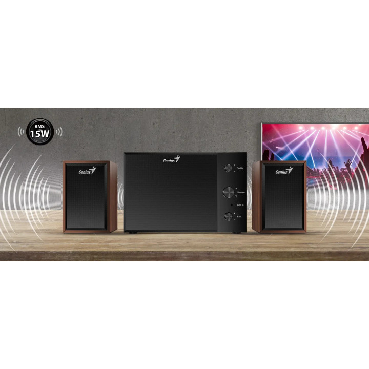 Тонколони Genius SW-2.1 350 - 15W RMS, Black - GENIUS-SW-2.1-350-BK