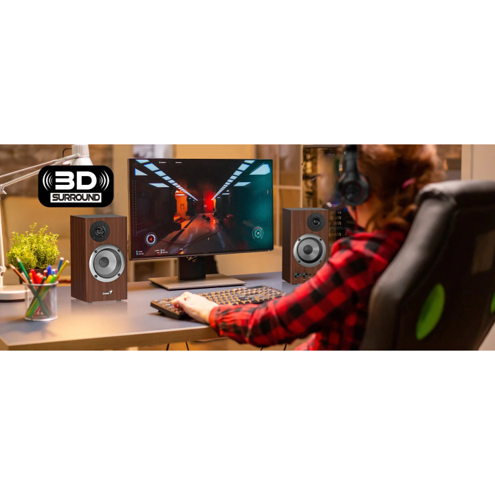 Тонколони Genius SP-HF500B - 16W RMS, 3D Surround, Wood - GENIUS-SP-HF500B