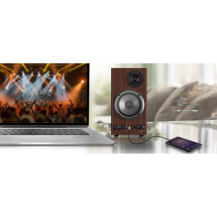 Тонколони Genius SP-HF500B - 16W RMS, 3D Surround, Wood - GENIUS-SP-HF500B