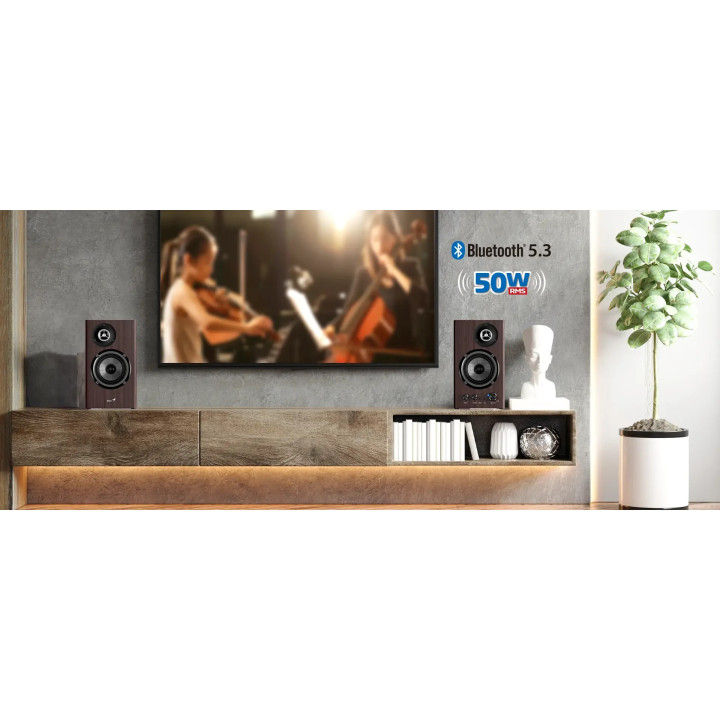 Bluetooth тонколони Genius SP-HF1812BT - 50W RMS, Bluetooth 5.3, Pine Wood - GENIUS-SP-HF1812BT-PINE