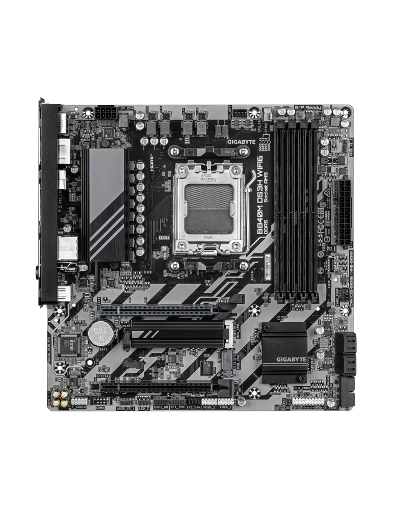 Дънна платка GIGABYTE B840M DS3H WiFi6 (Rev. 1.1), AMD Socket AM5, Micro ATX, 4x DDR5, 2x M.2 PCIe 4.0, 4x SATA3, Wi-Fi 6, 2.5Gb
