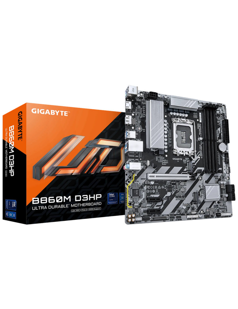 Дънна платка GIGABYTE B860M D3HP, Micro ATX, LGA1851, Intel B860 Express, DDR5 до 256GB, 2x M.2 NVMe, 4x SATA3, PCIe 5.0, HDMI/D