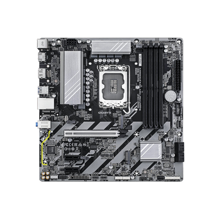 Дънна платка GIGABYTE B860M D3HP, Micro ATX, LGA1851, Intel B860 Express, DDR5 до 256GB, 2x M.2 NVMe, 4x SATA3, PCIe 5.0, HDMI/D
