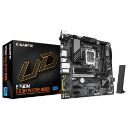 Дънна платка GIGABYTE B760M DS3H WiFi6E Gen5, Intel B760, LGA1700, Micro ATX, 4xDDR5, 2xM.2, 4xSATA, WiFi 6E, Bluetooth 5.3 - 1