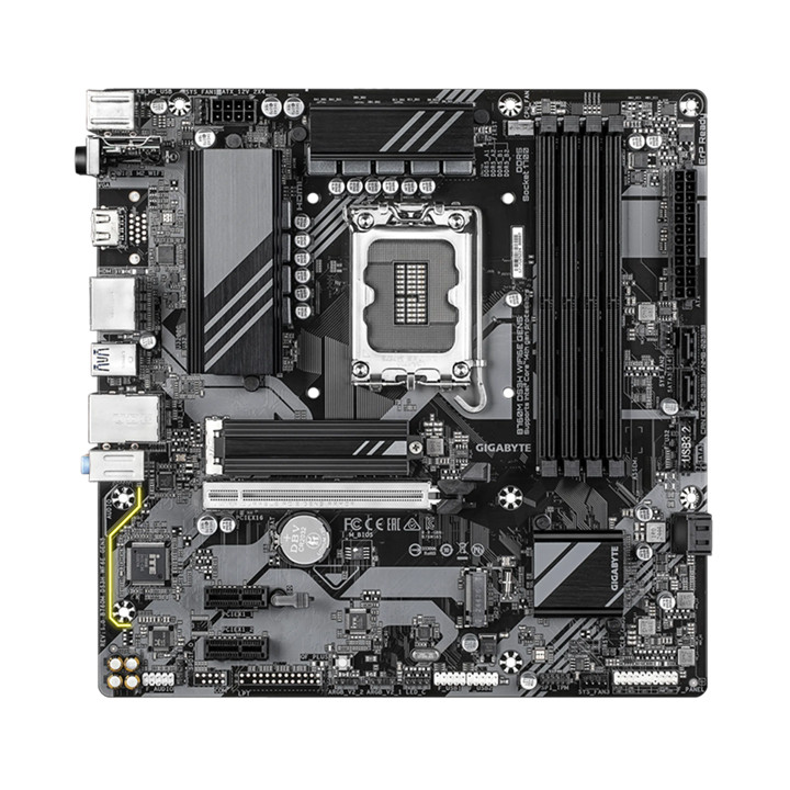 Дънна платка GIGABYTE B760M DS3H WiFi6E Gen5, Intel B760, LGA1700, Micro ATX, 4xDDR5, 2xM.2, 4xSATA, WiFi 6E, Bluetooth 5.3 - 2