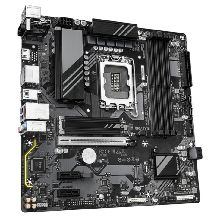 Дънна платка GIGABYTE B760M DS3H WiFi6E Gen5, Intel B760, LGA1700, Micro ATX, 4xDDR5, 2xM.2, 4xSATA, WiFi 6E, Bluetooth 5.3 - 3