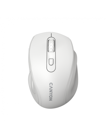 Безжична ергономична мишка с тихи бутони CANYON CNE-CMSW20W Ergonomic, 6 бутона, 2.4GHz, MX8650A Sensor 1600 DPI, 2xAAA батерия 