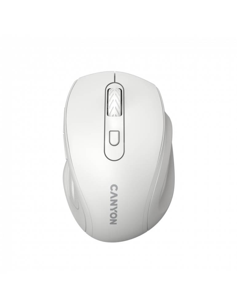 Безжична ергономична мишка с тихи бутони CANYON CNE-CMSW20W Ergonomic, 6 бутона, 2.4GHz, MX8650A Sensor 1600 DPI, 2xAAA батерия 